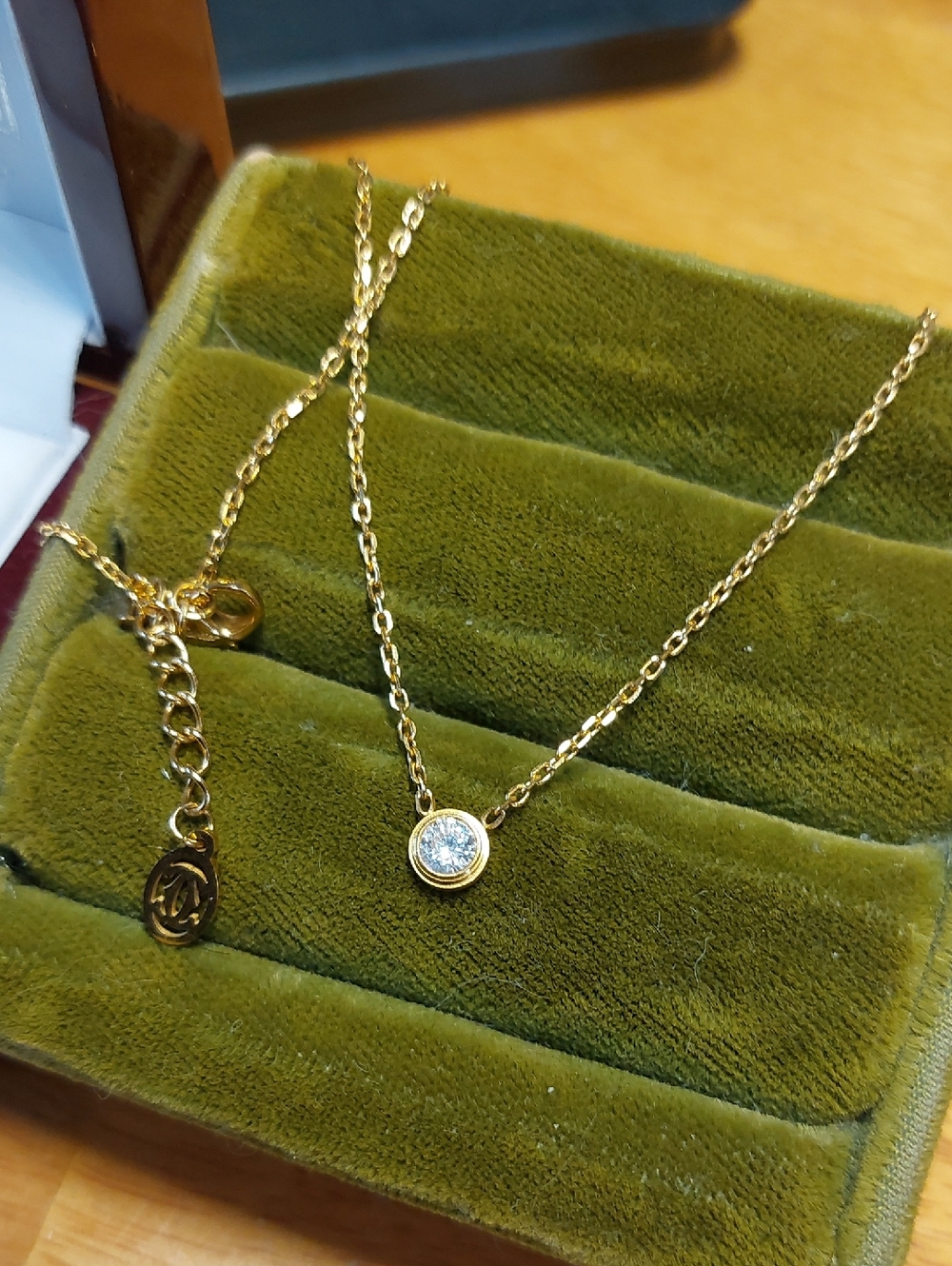 Dainty Goldtone CZ 17" Necklace Minimalist Solitaire